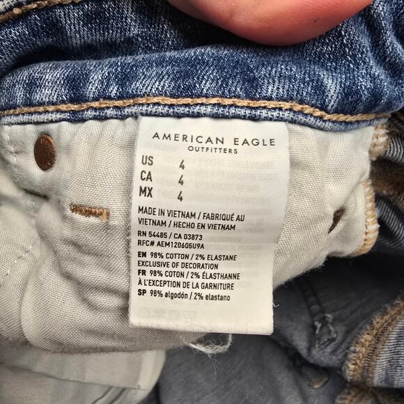American Eagle "Hi-Rise Shortie" Destructed Distressed Jean Shorts | Size 4 - Picture 10 of 10